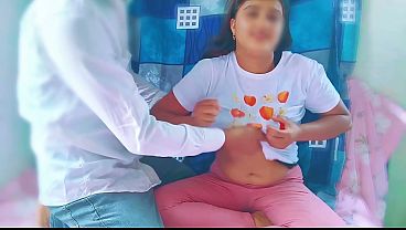 Stepsister soniya watching porn on mobile but her stepbrother seen and Fucking hard stepsister and Cum on her boobs hindi audio