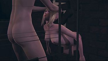 Hentai Uncensored - Delicious blonde gets fucked by two friends through the wall - Japanese Asian Manga Anime Film Game Porn