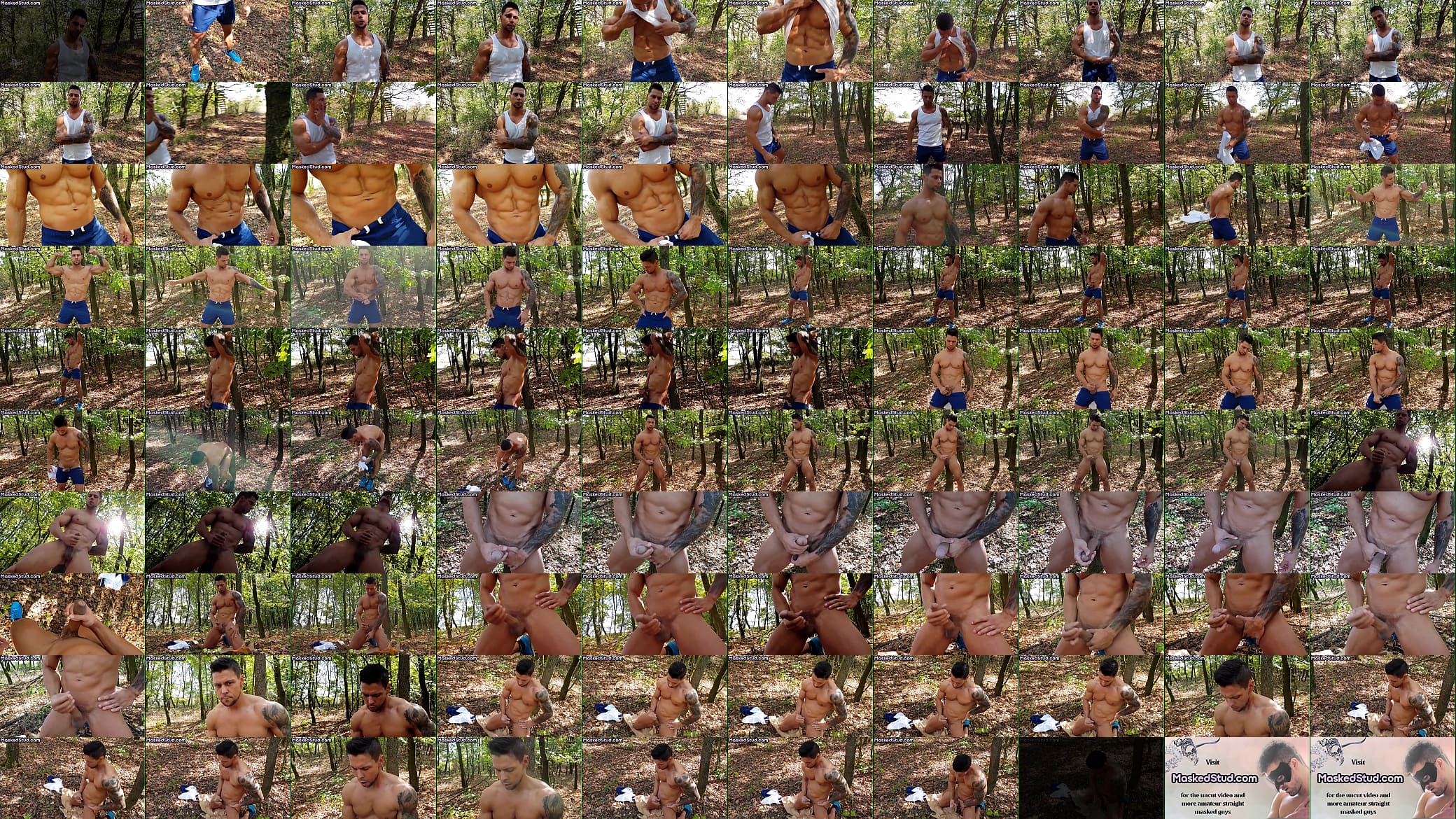 Muscled tattooed amateur stud solo wanks dick outdoor 预览图