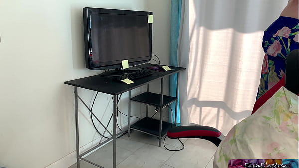 Stepmom gets stuck in a desk and stepson fucks her