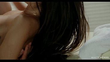 Slippery Brunette Gets Pinned Down on the Oily Table and Fucked in Missionary