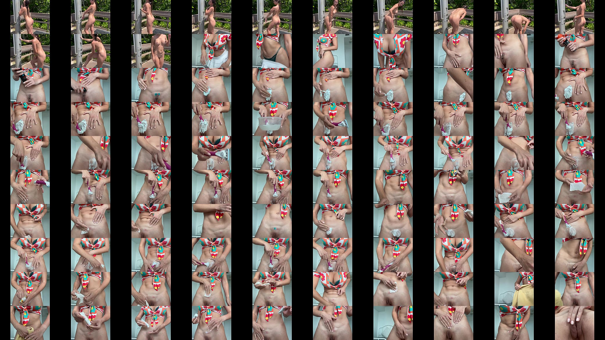 I take an outdoor shower and then shave my pussy 预览图
