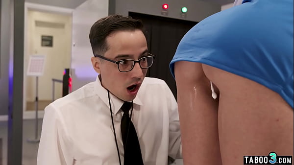 Big boobed skinny flight attendant Rocky Emerson fucked by a security guard