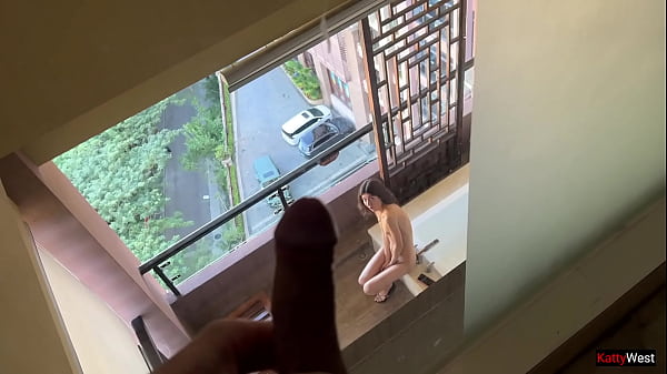 Neighbor Peep at Me Naked on the Balcony - and I Offered Him Anal Sex