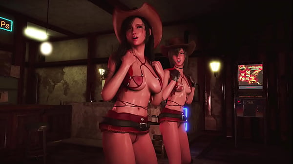 Slutty Tifa and Yuffie dancing half-naked in 7th Heaven bar