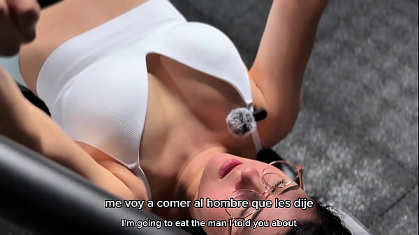 Horny girl with glasses gets turned on at the gym and fucks her gym crush