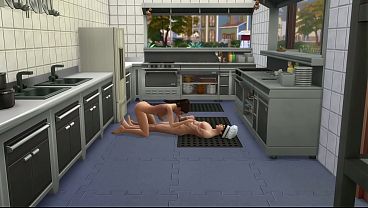 Chef and waitress have sex in the restaurant kitchen.