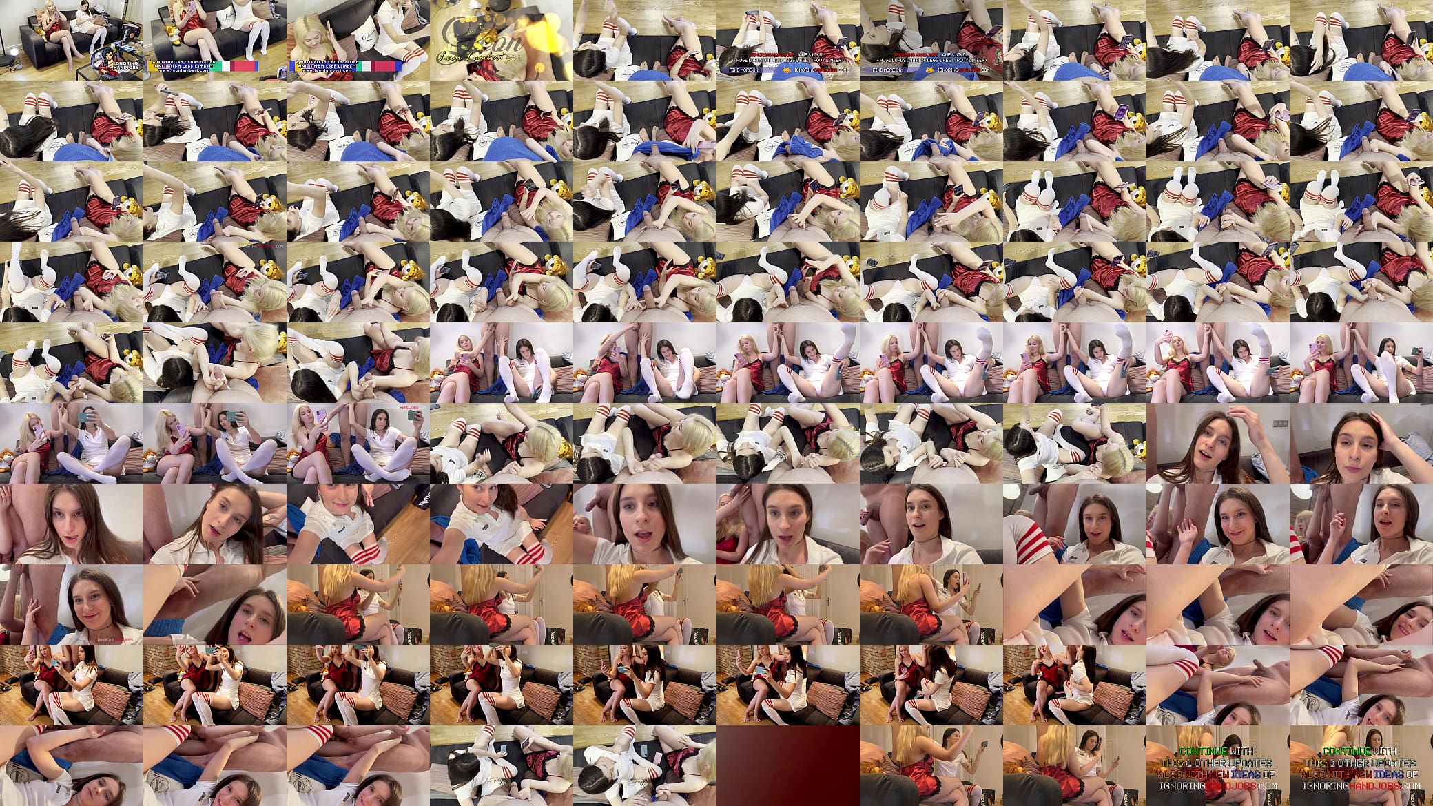 Two college girls wants the big dick drip precum for them and they give a double handjob in CFNM mode 预览图
