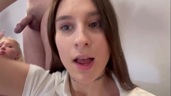 Download Video - Two college girls wants the big dick drip precum for them and they give a double handjob in CFNM mode