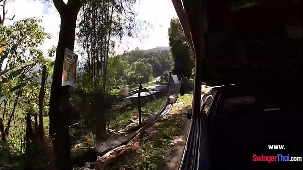 Elephant ride in Thailand with amateur teen couple who had sex after