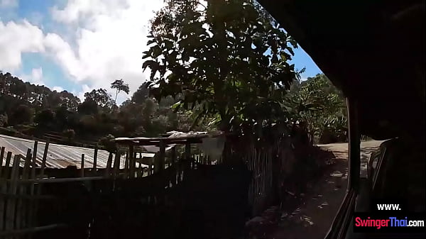 Elephant ride in Thailand with amateur teen couple who had sex after