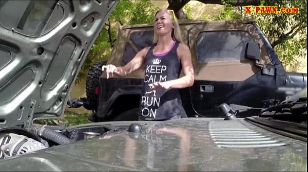 Tight blonde bimbo tries to sell her car sells herselfrself