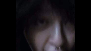 goth girl sucks her 9 inch dildo