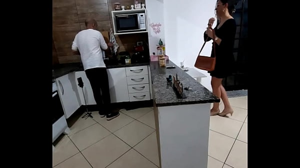 She had anal sex with the bartender hidden in the pantry.