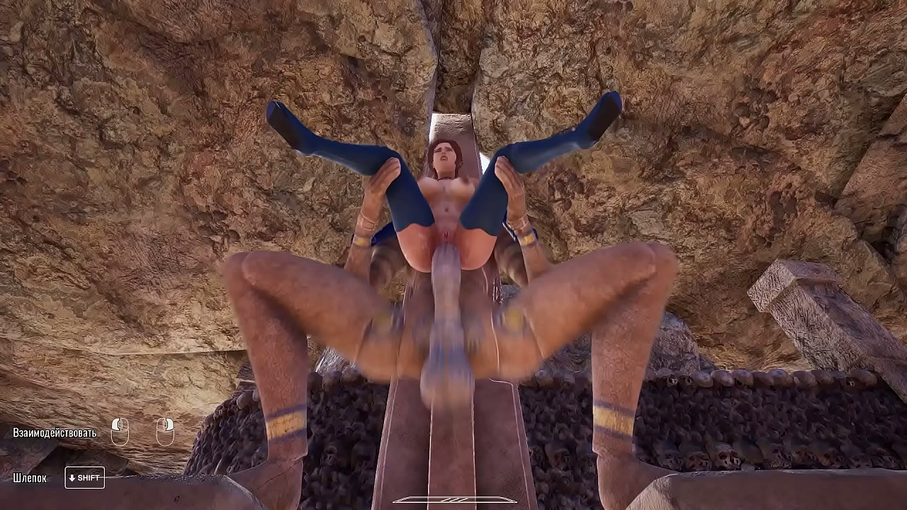 Lara Croft was exploring a cave, but suddenly her cave was explored.