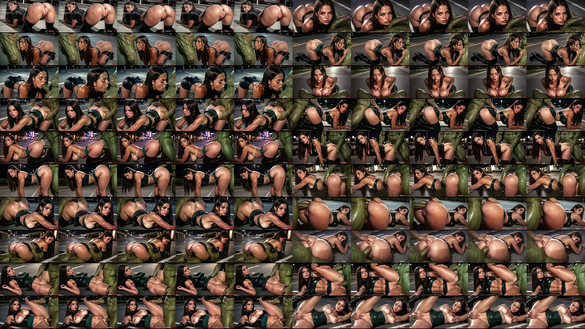 A hot, tanned Brazilian girl on the high heels and dressed in latex asked an orc to give her a lift home from the nightclub...to show her gratitude, she let him fuck her in every hole!! [AI] 预览图