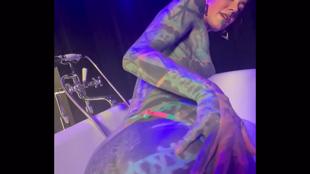 Bathtub Latex Tease   Solo Undress