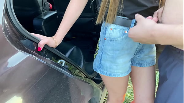 Brought a slut to the forest and fucked from behind
