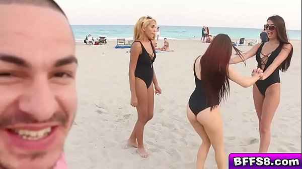 Beautiful teens goes on cock riding on top of the lucky stud!
