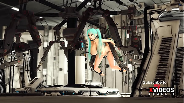 Sex in a spaceship. Space busty girl in cuffs gets fucked hard by sex robot in the lab