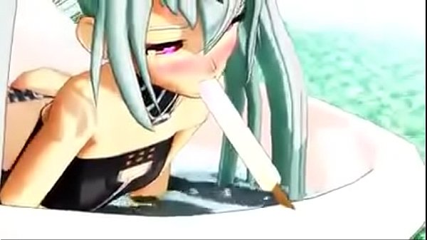 Cute mmd girl sucking ice cream 3D