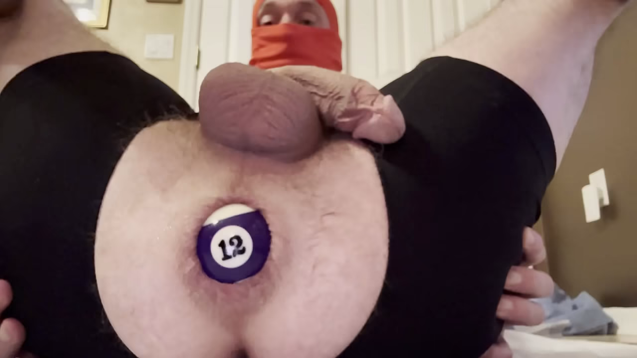 Anal insertions - putting billiard balls in my ass to show off my pussy lips