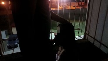 I offered to suck my husband's cock on our apartment balcony window and he accepted. I SWALLOWED ALL HIS SEMEN OUTDOORS!! - HOMEMADE VIDEO