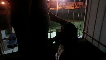 I offered to suck my husband's cock on our apartment balcony window and he accepted. I SWALLOWED ALL HIS SEMEN OUTDOORS!! - HOMEMADE VIDEO