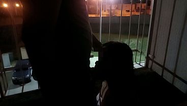 I offered to suck my husband's cock on our apartment balcony window and he accepted. I SWALLOWED ALL HIS SEMEN OUTDOORS!! - HOMEMADE VIDEO