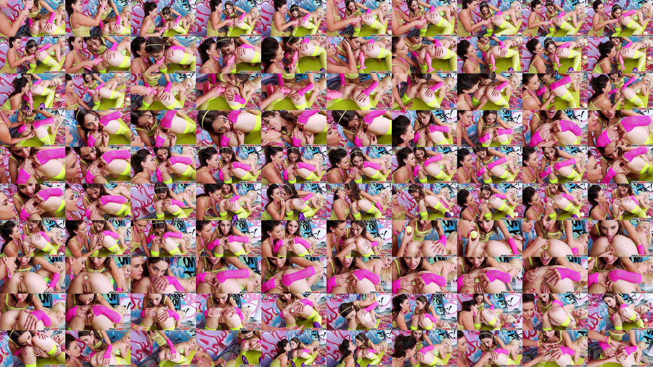 Three sexy les play with various anal toys 预览图