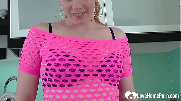 Fiesty redhead plays with her favorite toy
