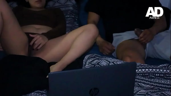 Stepsiblings watch porn together and get horny "Don't tell my boyfriend about this"
