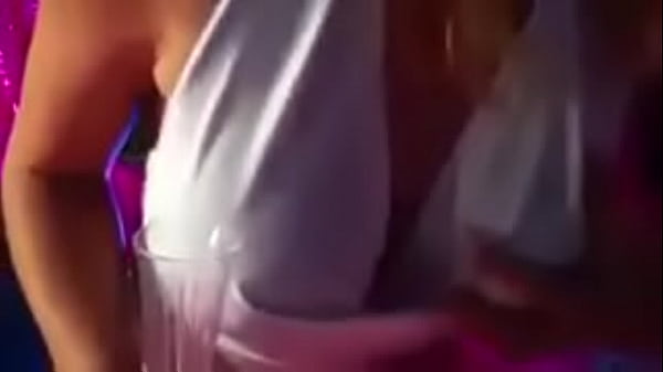 Blonde dancing with her breasts