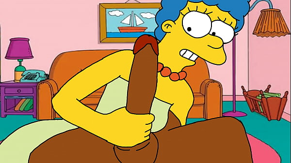 Marge Simpson jerking off and amazed at the size of the bludgeon
