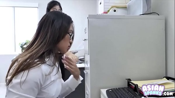 Horny Secretaries Massaging Big Cock: AsianSpanks.com