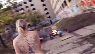 Crazy Exhibitionist Fucks At Abandoned Place