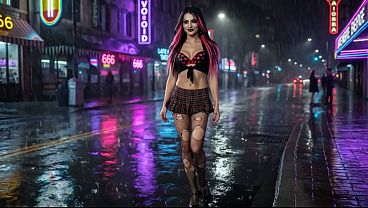 Hot Alternative Girl Teases in Mini Skirt & Heels Then Takes Facial AI Generated