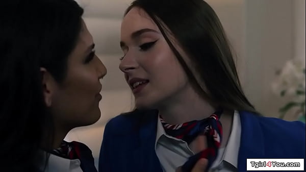 Trans flight attendant Zariah Aura fucks her bu...