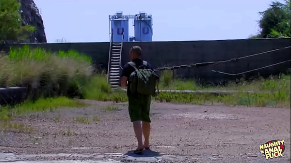 Incredibly busty brunette gets her big booty filled with cum in a secluded outdoor cave