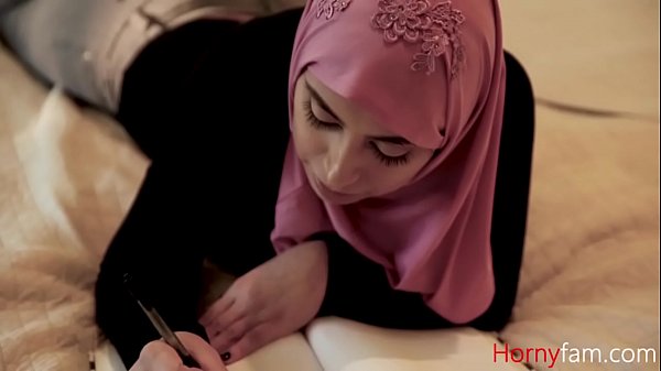 STEPDAUGHTER in HIJAB rides DADDY's ROCK WHITE COCK- ELLA KNOX