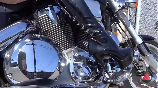 Chic in LONG leather Boots Pumps and Revs MOTORCYCLE
