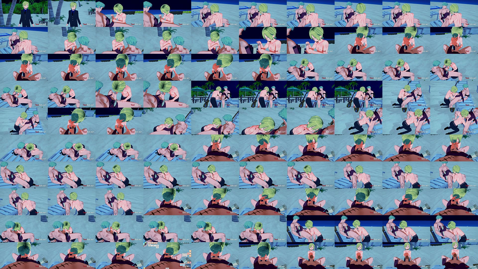 One Piece Yaoi - Zoro x Sanji Handjob and Blowjob in a beach - anime Manga Gay 预览图