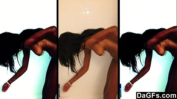 Dagfs - Skinny Ebony Caught While She Takes A Shower And Masturbates For The Camera