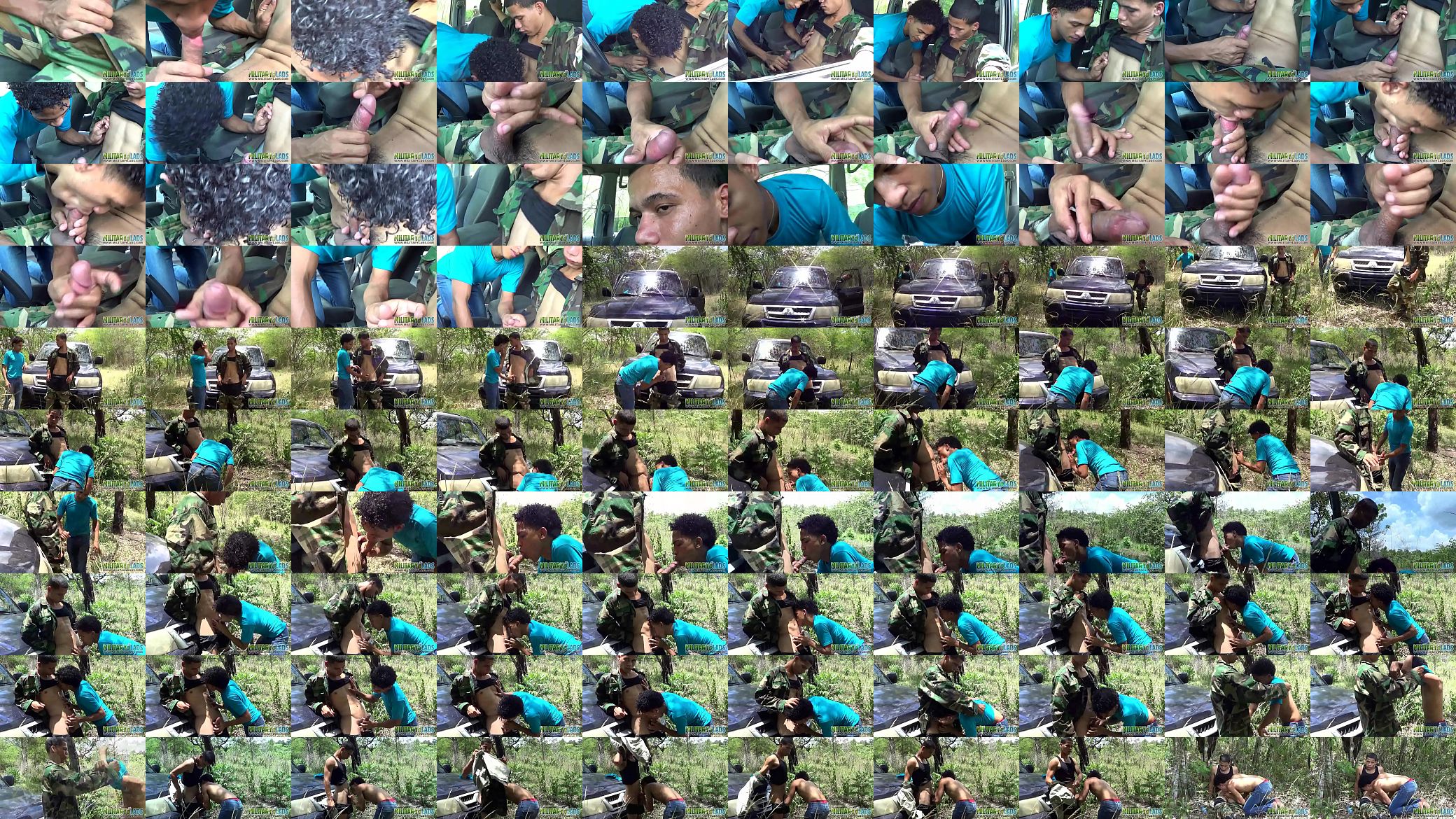 Cute boy gets army ass-to-mouth outdoors 预览图