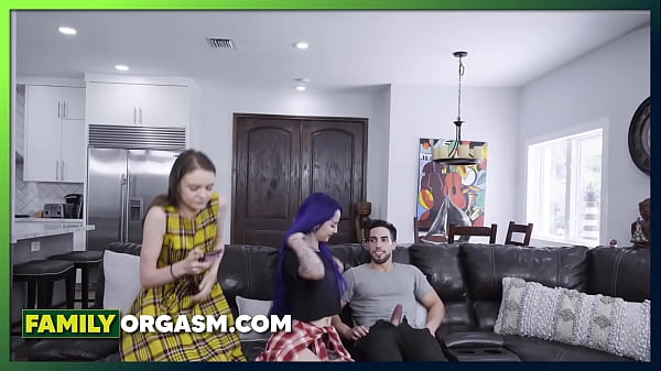 FamilyOrgasm - Goth Babe with her Brother Please their Kinky Friend, Jessae Rosae, Val Steele, Eddie Dean