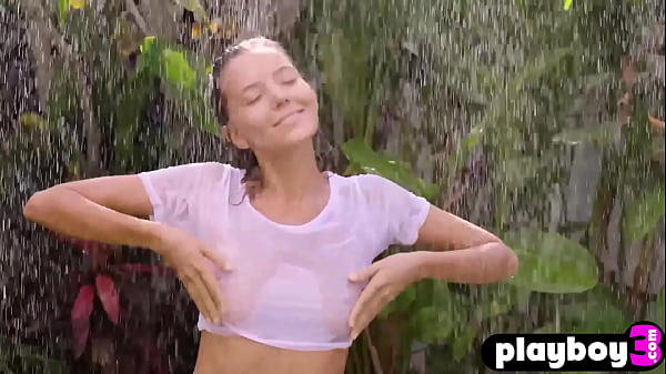 Download Video - Beautiful blonde MILF model Katya Clover shows perfect body while posing on the rain