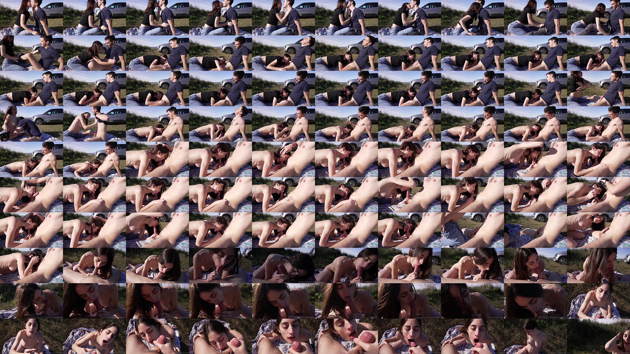 POV blowjob a Public park by a hot amateur babe on her knees. 预览图