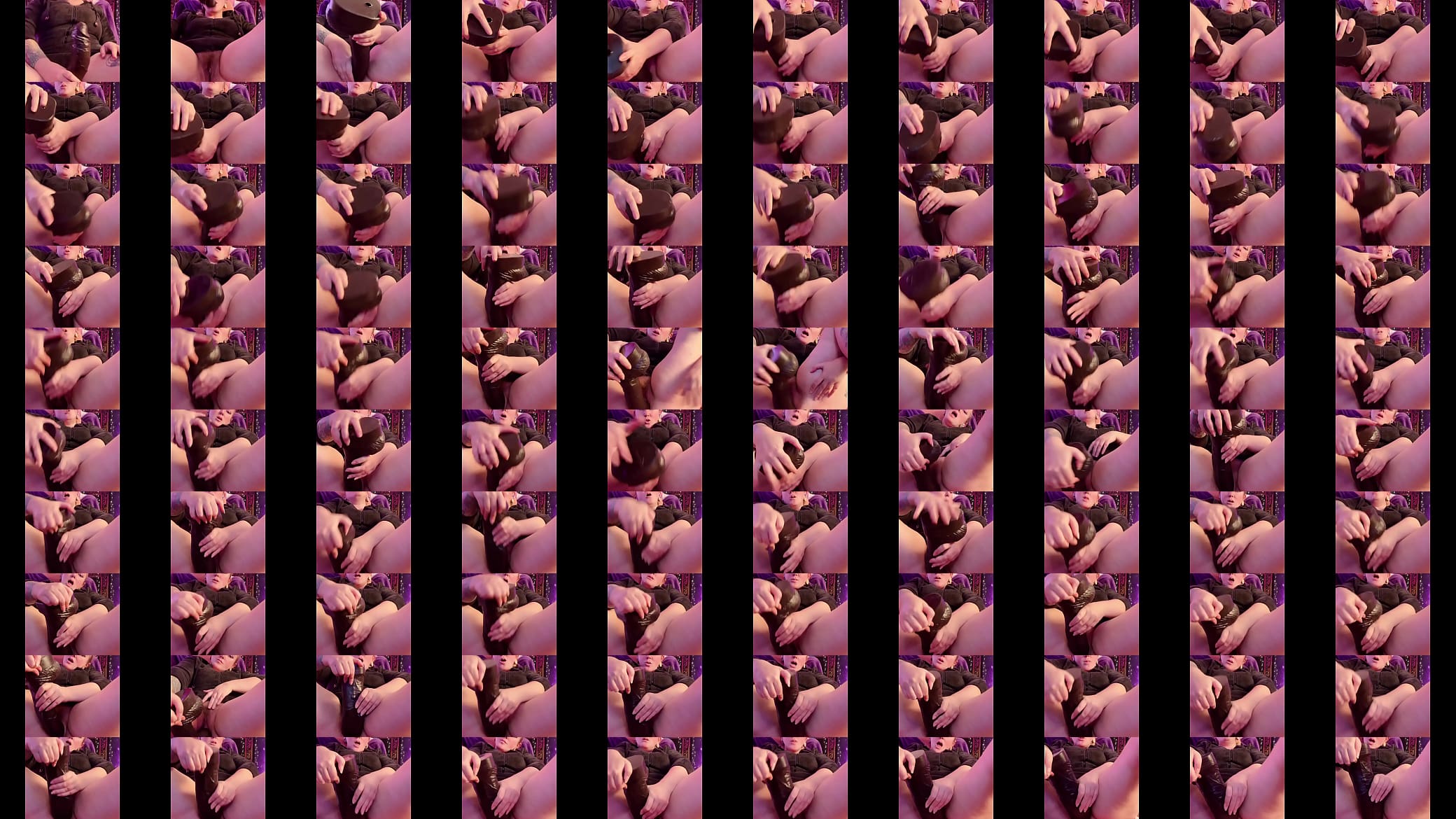 lay back on gamer chair and pound pussy with huge black dildo 预览图