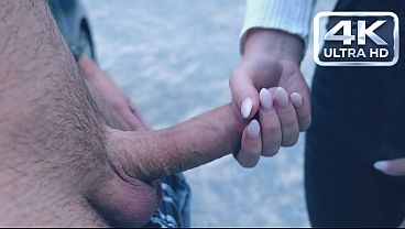 Public Parking Lot Handjob Gone Wild: Wet & sloppy Handjob leads to massive Tit Cumshot 32 sec