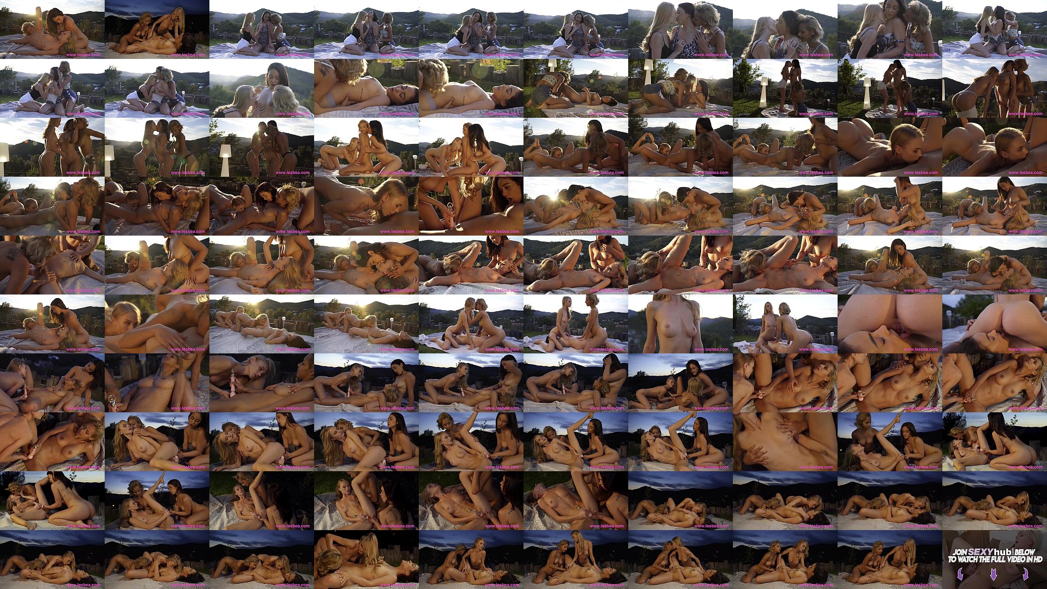 Lesbea Outdoor sunset threesome Veronica Leal, Ginebra Bellucci and Nancy A 预览图